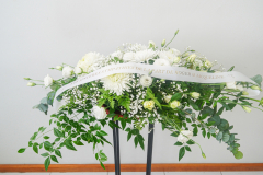 Sympathy bouquet with personalised ribon.